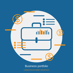 Business portfolio, financial statistics, analysis, management flat design style vector concept illustration