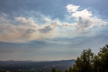 Fototapeta na wymiar smoke and clouds with sun light