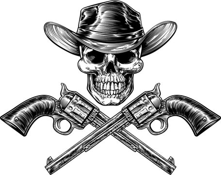 Sheriff Star Hat Skull and Pistols