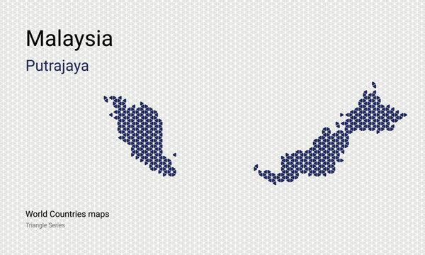 Creative Map Of 
Malaysia. Political Map. Putrajaya. Capital. World Countries Vector Maps Series. 