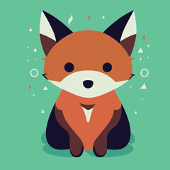 Adorable fox. Cute flat minimal vector fox. 