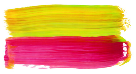  Acrylic smear brushstroke yellow and pink line blot. Abstract texture color stain painting ...