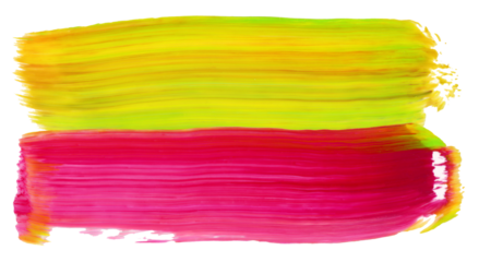  Acrylic smear brushstroke yellow and pink line blot. Abstract texture color stain painting  background.