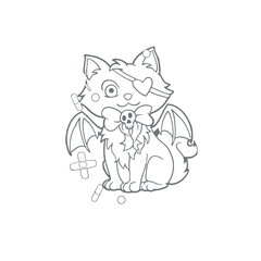 Creepy kawaii pastel goth coloring page 