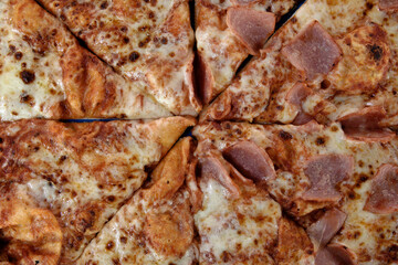 half cheese and half ham and cheese pizza texture
