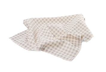 One grey plaid napkin isolated on white
