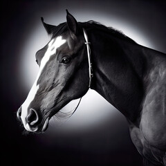 Elegant horse studio portrait as animal wildlife illustration