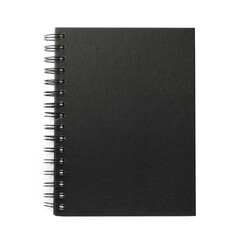 Closed black office notebook isolated on white, top view