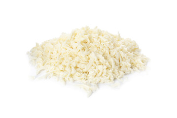 Heap of delicious mozzarella cheese on white background