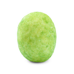 Tasty wasabi coated peanut isolated on white