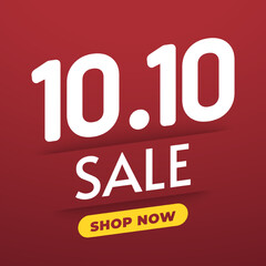 10.10 logo. 10.10 Shopping festival, Speech marketing banner design on red background. Vector illustration.