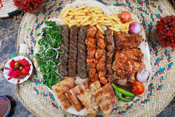 Middle Eastern Kofta Kebab Recipe with roasted chicken Grilled Pita Bread Sandwiches