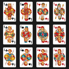Slavic Playing cards design templates, king, queen, jack.