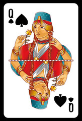 Queen of Spades playing card - Slavic original design.