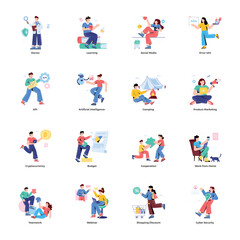 Collection of Professions Flat Illustrations 

