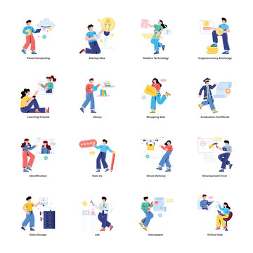 Collection of Trendy Flat Illustrations 

