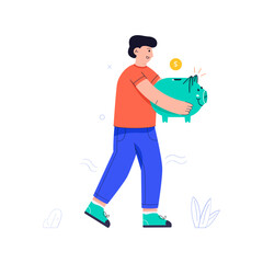 A female traveller doing vlogging, flat vector 