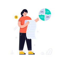 A female traveller doing vlogging, flat vector 