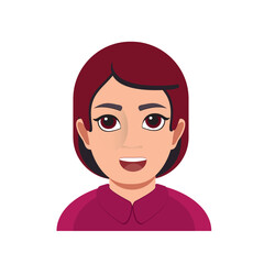 Emojis for women. Emoji-style face. vector illustration. Talking person of self-expression, an avatar for a video blog. Memoji stickers.
