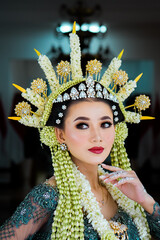 Portrait of beautiful Bride in bright traditional costume