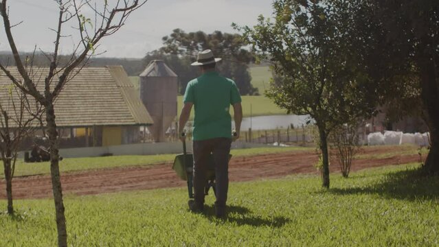 Agricultor de costas s&iacute;tio fazendo