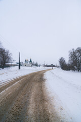 winter road in the snow in the countryside