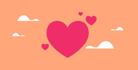 Heart icon and happy symbol simple shape concept flat vector illustration. heart beat