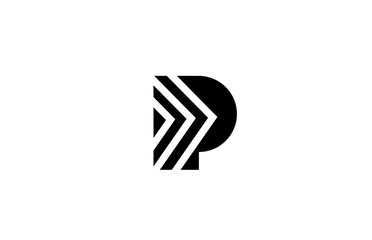 black white geometric P alphabet letter logo icon design. Creative template for company  and business