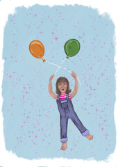 Fototapeta premium Girl holding balloons