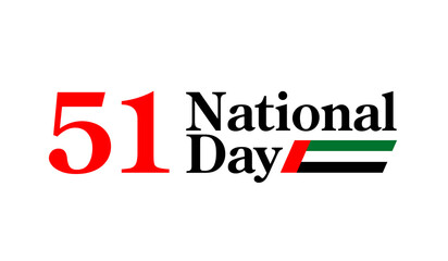logo Spirit of the union UAE national day. Banner with UAE state flag. Illustration of 51 years National day of the United Arab Emirates. Card in Emirates honor of the 51th anniversary 2 December 2022