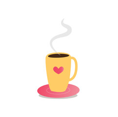a cup of aromatic tea or coffee. warm cozy illustration