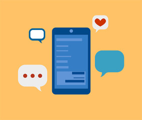 phone and messengers illustration. communications and entertainment