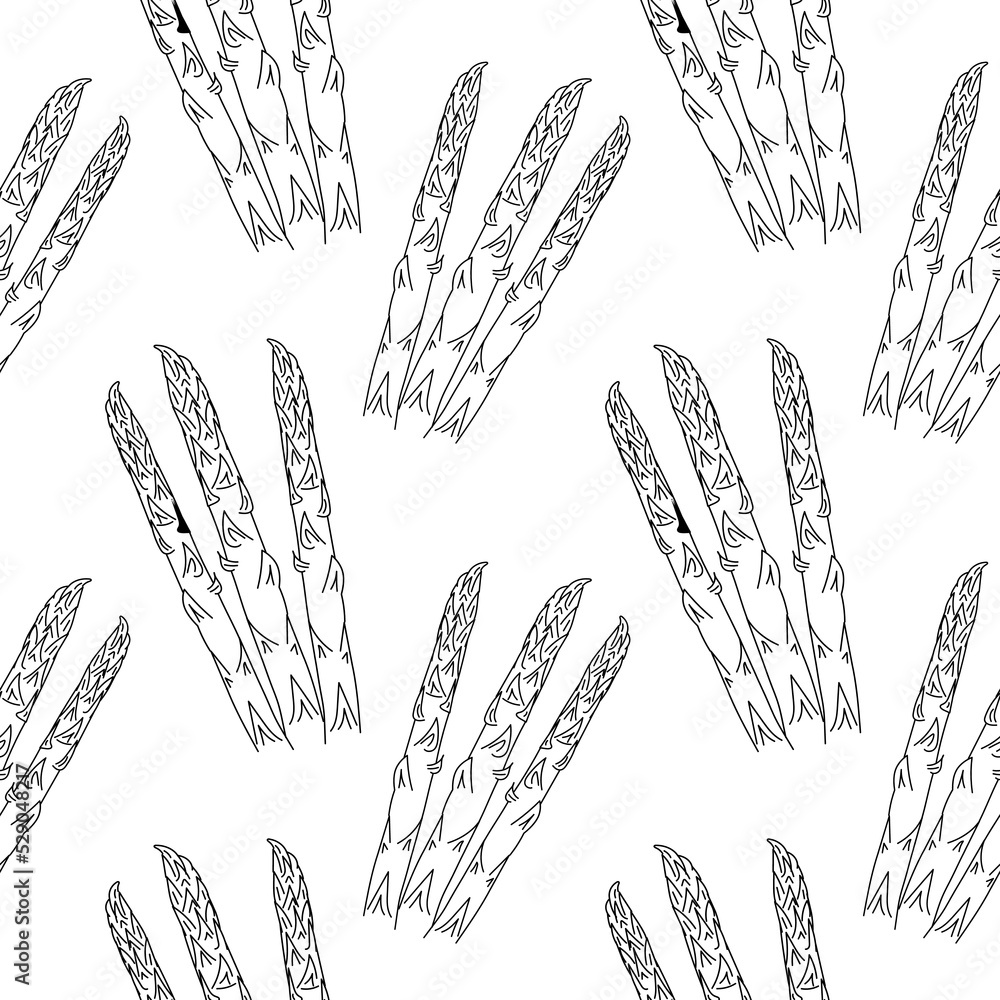 Poster linear asparagus seamless pattern. asparagus seamless pattern, background for print. vector illustra