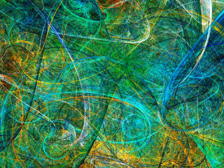 blue and green abstract fractal background 3d rendering illustration