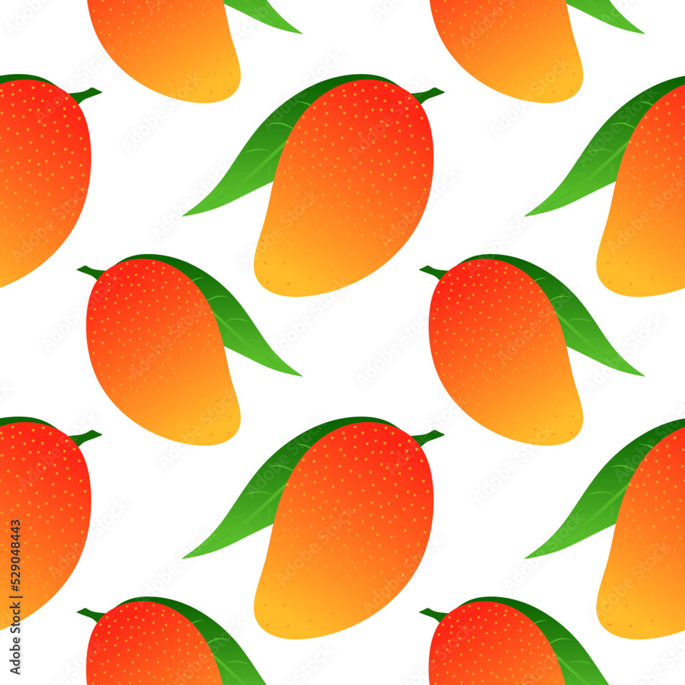 Poster mango seamless pattern. fresh mango seamless pattern, background for print. realistic 3d fruit backg