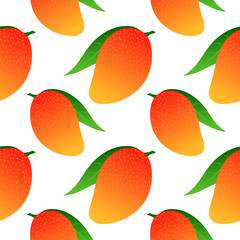 Mango seamless pattern. Fresh mango Seamless pattern, background for print. realistic 3d Fruit background. vector illustration.