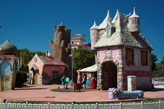 Antalya, Turkey - September 7, 2022: Kepezpark, an amusement park with indoor olympic swimming pool, children fairy tale park and sports ground in Varsak district of Antalya.