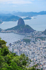 Rio de Janeiro, Brazil. Suggar Loaf and Botafogo beach viewed from Corcovado 
