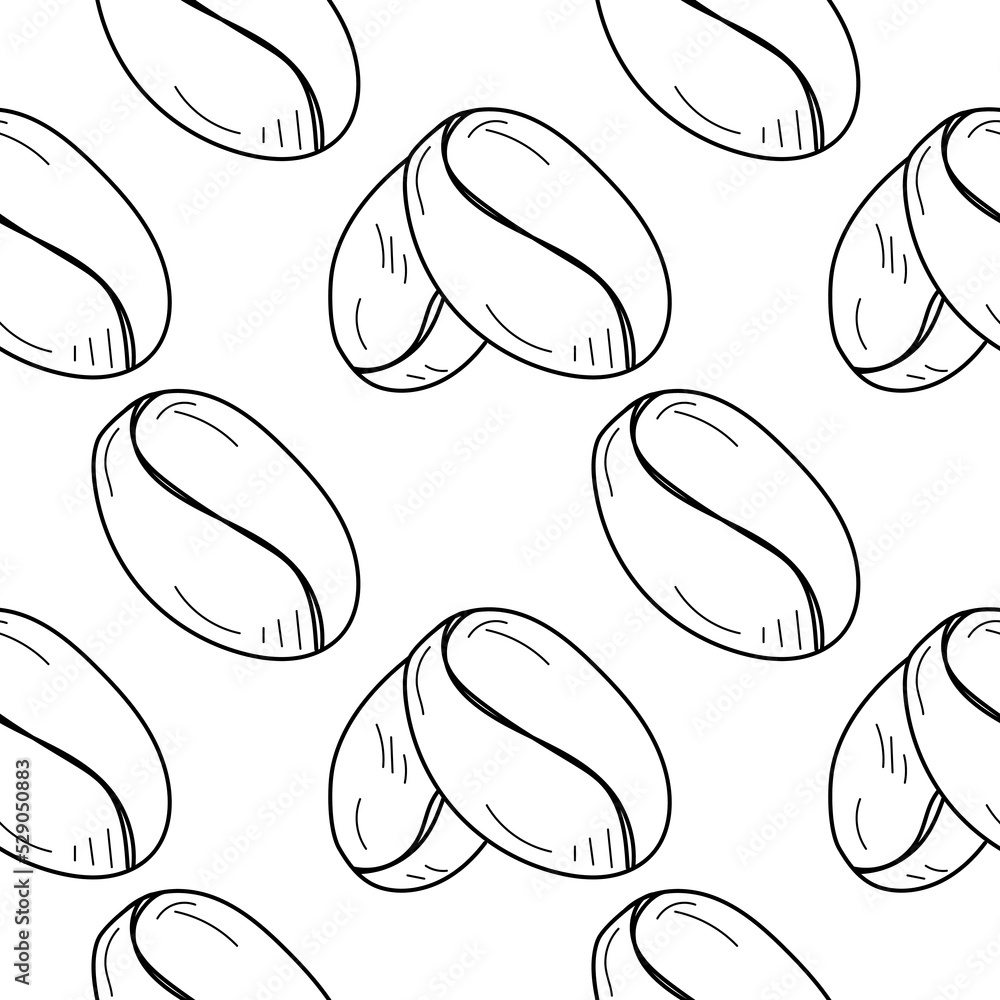 Poster coffee beans seamless pattern. linear coffee beans seamless pattern, background for print. vector il
