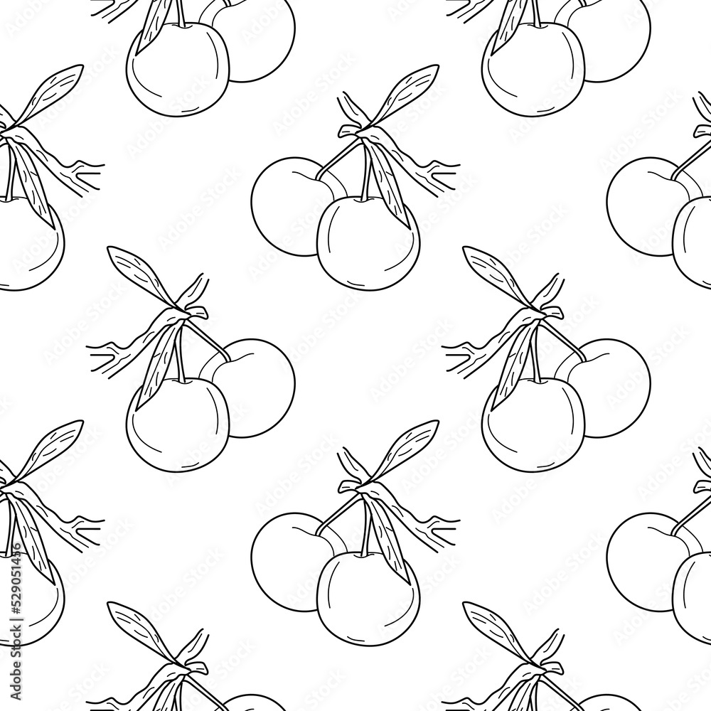 Poster plum seamless pattern. linear plum seamless pattern, background for print. vector illustration.