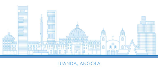 Obraz premium Outline Skyline panorama of city of Luanda, Angola - vector illustration