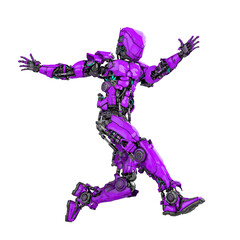 mega robot is jumping in white background side view