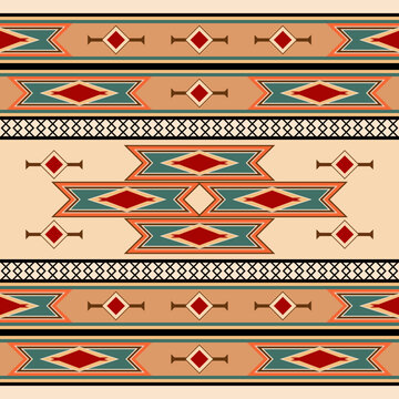 Abstract seamless pattern in American Southwest design style - Vector Illustration