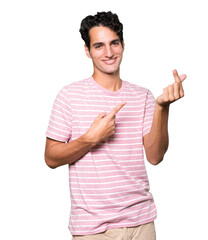 Young man making a gesture of worried about his economy