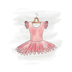 Colored pink ballet tutu uniform watercolor texture Vector - obrazy, fototapety, plakaty