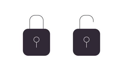 Locked and unlocked symbol padlock icon flat vector illustration.
