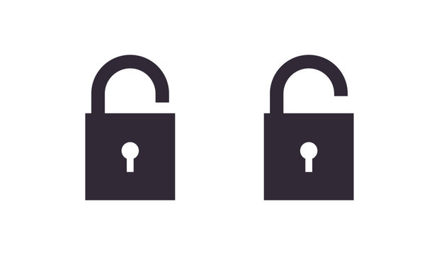 Locked and unlocked symbol padlock icon flat vector illustration.
