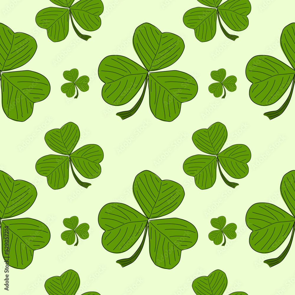 Poster shamrock clover seamless pattern. shamrock clover seamless pattern for print, green background. vect