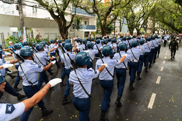 Brazilian Air Force soldiers parading on Brazilian Independence Day