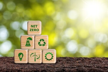 Net Zero and Carbon Neutral Concepts Emissions Goals Weather neutral long-term strategy.
